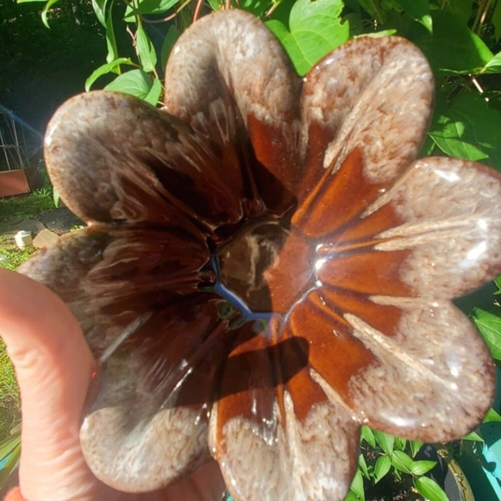 FREE WITH PURCHASE 🌟 Evangeline Pottery Vintage Brown Drip-glazed Flower Bowl